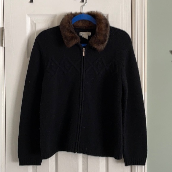 Black wool zip cardi - Picture 1 of 7
